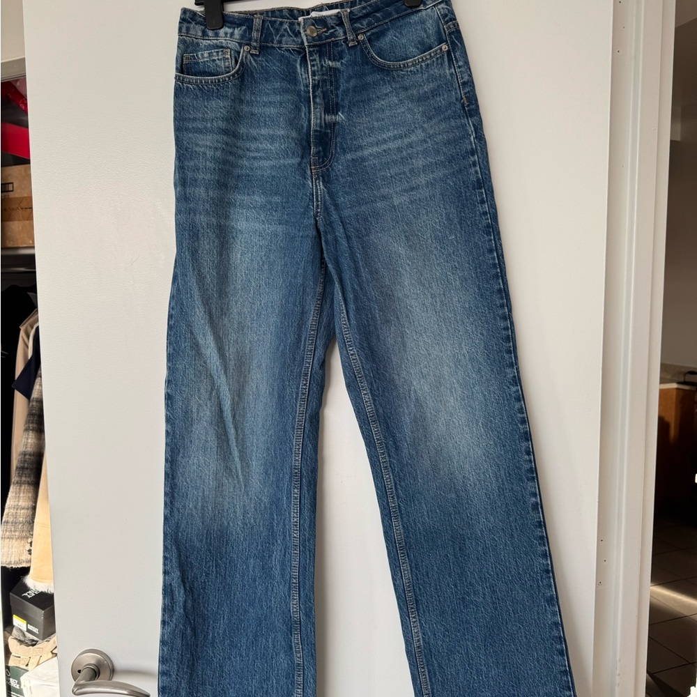 Zara high rise straight leg denim jeans
